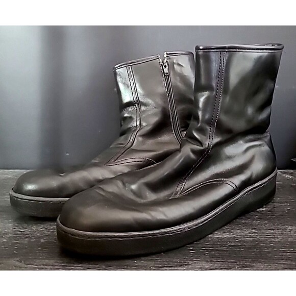 Bates Floaters Black Leather Zip Up Wool Lined Boots VINTAGE Men\'s Size 13 main image 9